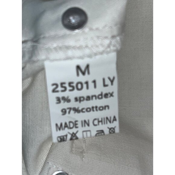 NEW Flamingals Wide Leg Womens Ivory Pants 32" Lightweight Denim Flap Pockets - Picture 10 of 11